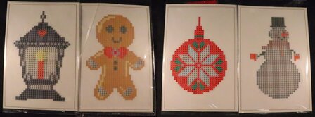 Diamond Painting Stickers - Set Grote Kerstfiguurtjes (o.a. lantaarn) - 4 stuks 