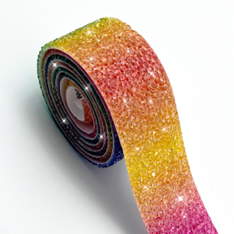 Hotfix Strass sheet (band) Regenboog - 1cm breed - 275cm lang