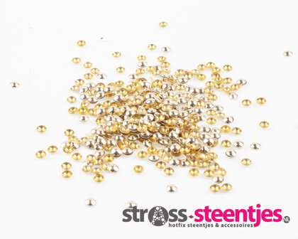 Hotfix Dome Studs SS 10 Kleur Licht Goud (ca. 1350 stuks) met logo