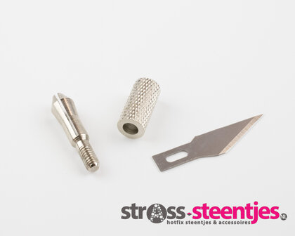 Hotfix applicator opzetstukje hot knife mesje opschroefbaar zilver kleurig met logo