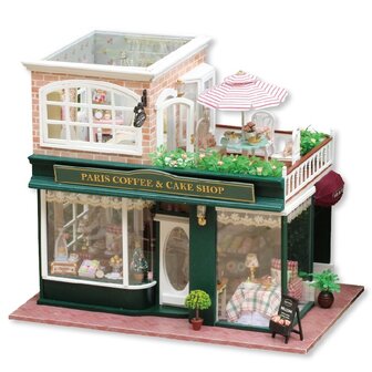 Mini Dollhouse - Shop - Paris Coffee and Cake Shop met witte achtergrond