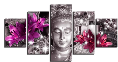 Diamond Painting pakket buddha 5 luik zonder logo