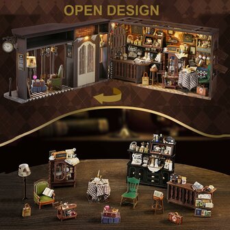 Mini Dollhouse - Shop - Vintage Coffee Shop opengeklapt