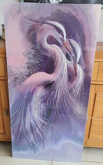 Diamond Painting pakket - Twee Kraanvogels 60x120 cm (Full) Resultaat