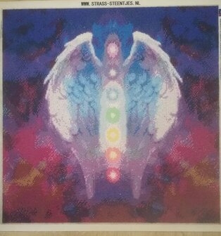 Diamond Painting pakket - Vleugels met de 7 chakra&amp;#x0027;s 50x50 cm resultaat