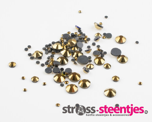 Gold SS 16 Premium DMC kwaliteit Hotfix steentjes (per 144 stuks) met logo