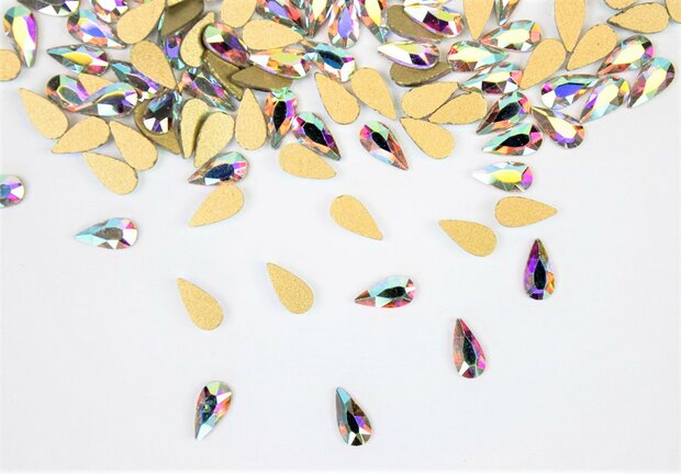 Druppel 6x3 mm Crystal AB Non hotfix Rhinestones figuren Superior Glamour kwaliteit  (5001)