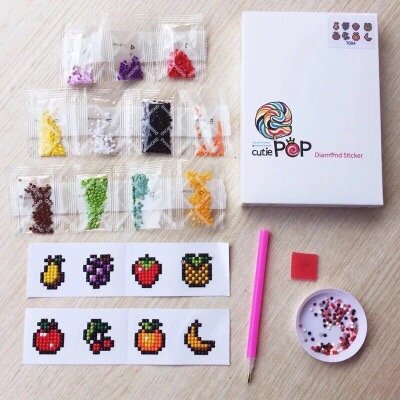 Diamond Painting Stickers - Set mini Fruit - 8 stuks 