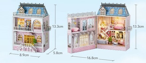 Mini Dollhouse - Villa - Romantic Castle afmetingen