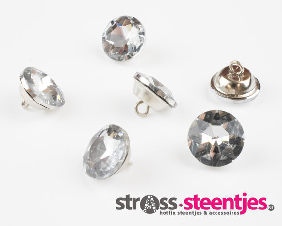 Strass knopen 18 mm crystal