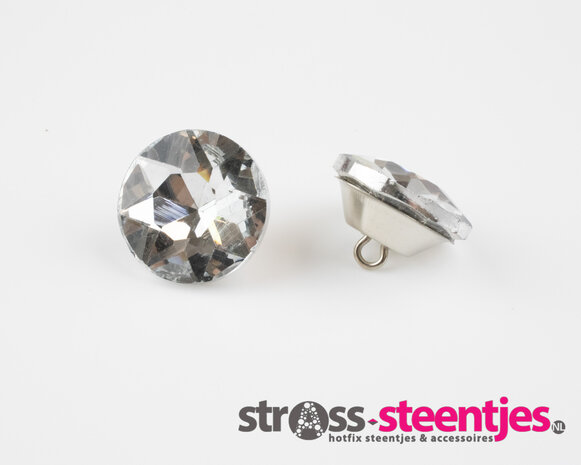 Strass knopen 25 mm crystal