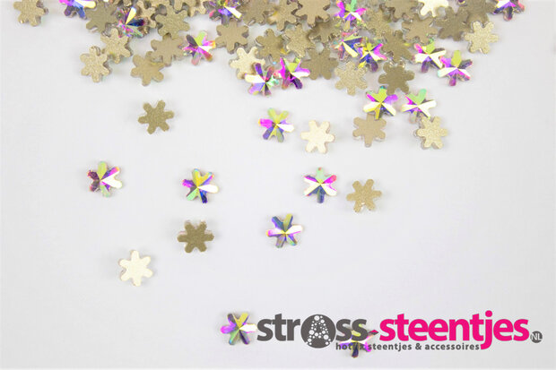 Sterbloemetje 5 mm Crystal AB Non hotfix Rhinestones figuren Superior Glamour kwaliteit  met logo