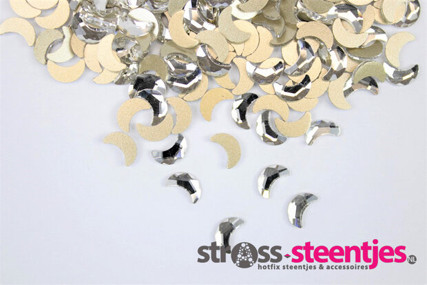 Halve Maan 8 mm Crystal Non hotfix Rhinestones figuren Superior Glamour kwaliteit  met logo