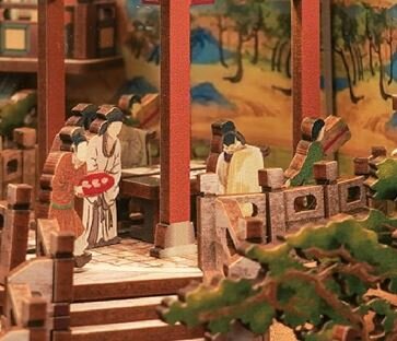 Book Nook - mini 3D wereld - Song Dynasty Culture Bookend binnenkant op vloer