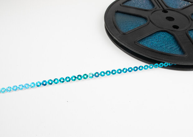 Strijkbare Pailletten per rol - kleur Aquamarine