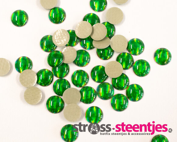 Hotfix Epoxy 8 mm Groen met holografische glans (ca. 45 stuks) met logo