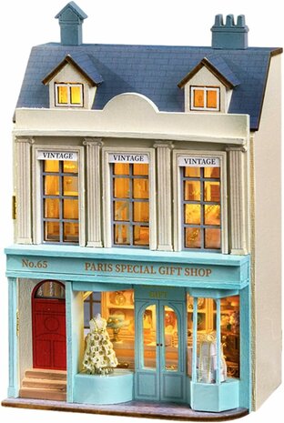 Mini Dollhouse - Villa - Special Gift Shop tegen witte achtergrond