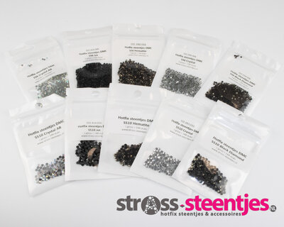 Kleurenpakket Black & White - Small (SS6 en SS10) - Premium DMC kwaliteit Hotfix