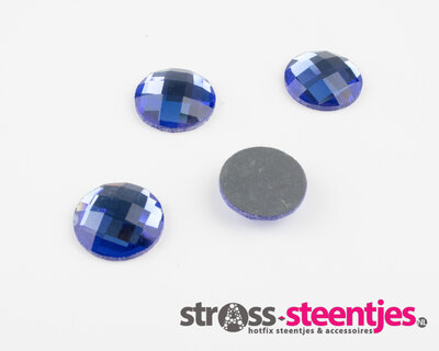 Non Hotfix Chessboard rond 18 mm Kleur Light Sapphire (per 8 stuks)