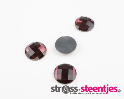 Non Hotfix Chessboard rond 18 mm Kleur Amethyst (per 8 stuks)