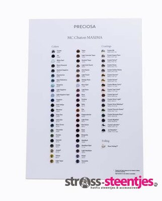 Kunststof Kleurenkaart met standaard - Preciosa Chaton Rose Maxima