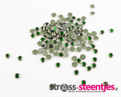 Hotfix Trim SS 16 Kleur Emerald in Silver cup (per 144 stuks)